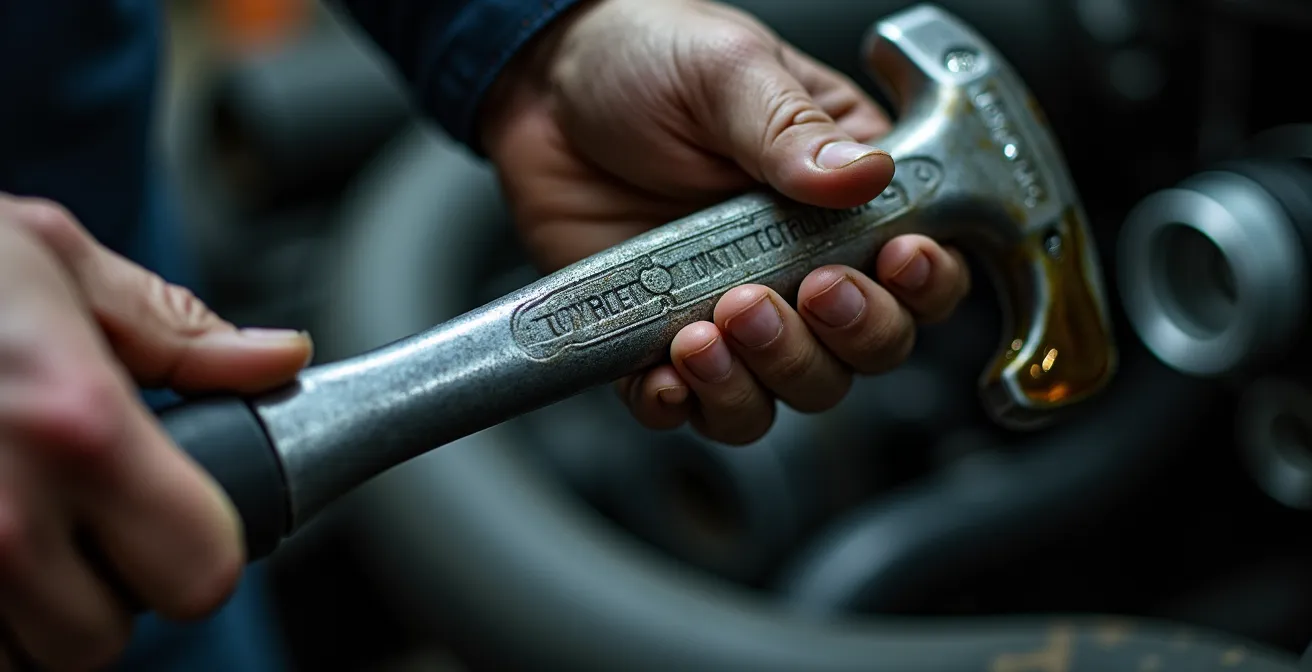 Gros plan sur les mains expertes d'un mécanicien avec outils spécialisés